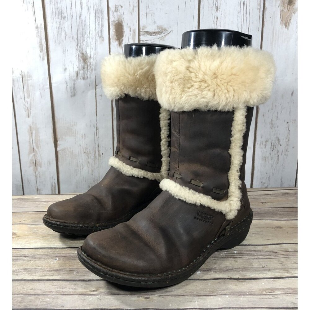 UGG #5137 Australia Elijo Sheepskin Insulated Boots Womens Size 6 Leather Brown
